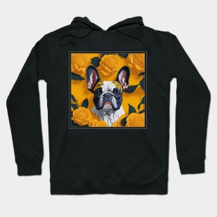 Dogs, French Bulldog and flowers, dog, style vector (yellow version French Bulldog) Hoodie